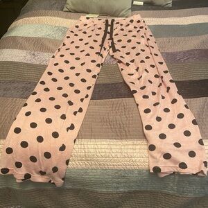 Pink & black polka dot ladies large pj pants